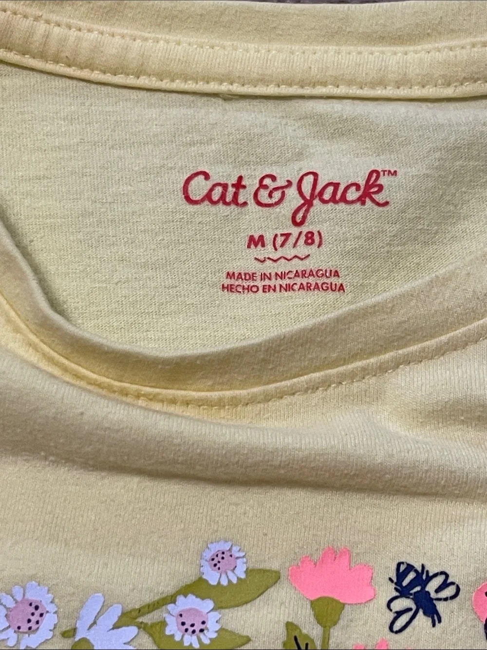 Cat & Jack Yellow Floral Peace Sign Tee, SIZE 7/8
